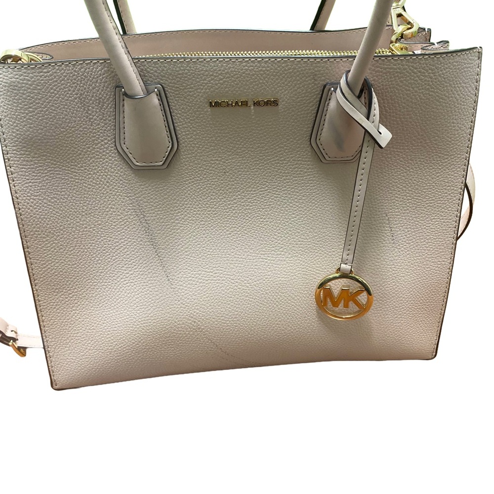 Michael Kors Ivory Leather Shoulder Satchel Bag W/Scratches and Flaws See Pic